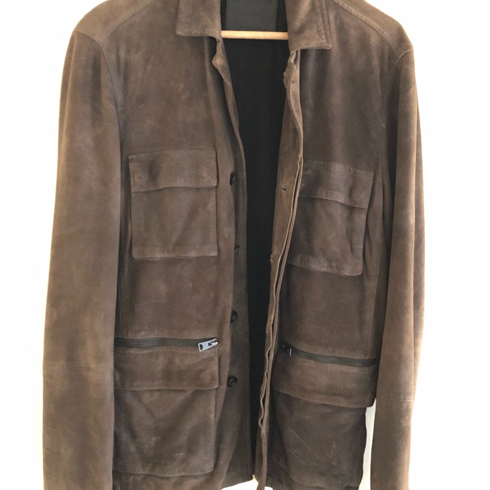 All Saints Men’s suede leather  Brazer Coat sz M